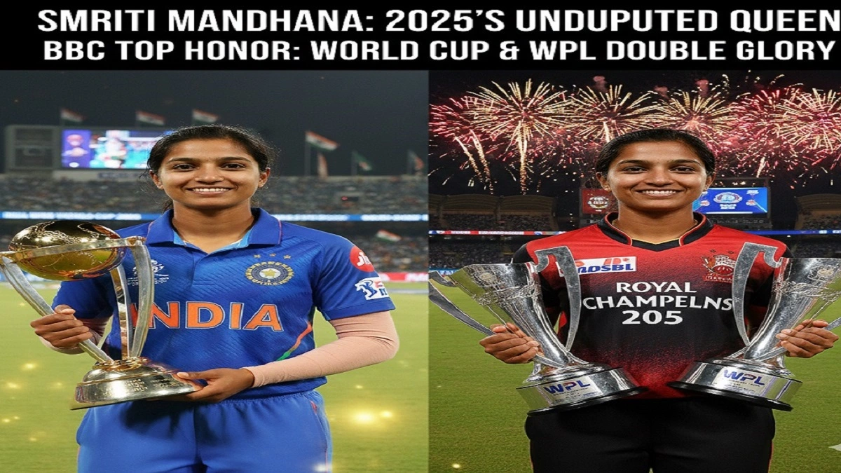Smriti Mandhana receiving BBC Indian Sportswoman of the Year 2025 award after India’s Women’s World Cup and WPL victory