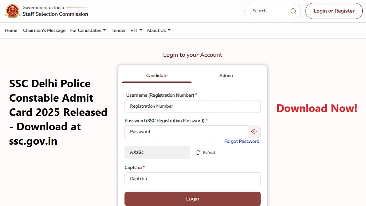 SSC Delhi Police Constable Admit Card 2025 - Download Now