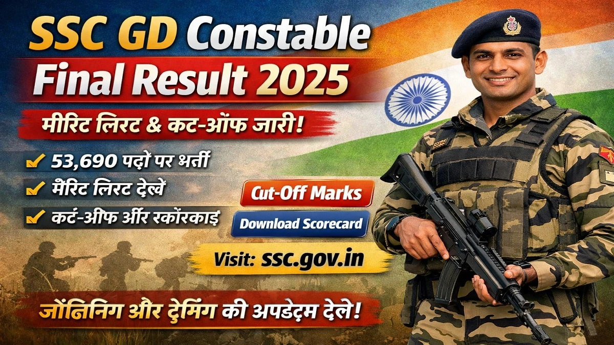 SSC GD Final Result 2025 मेरिट लिस्ट, GD Constable कट ऑफ और स्कोरकार्ड जानकारी