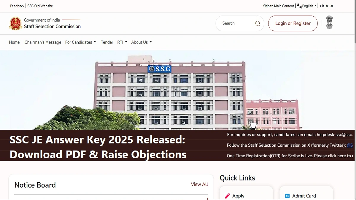 SSC JE Answer Key 2025 - Download PDF, Response Sheet & Objection Link