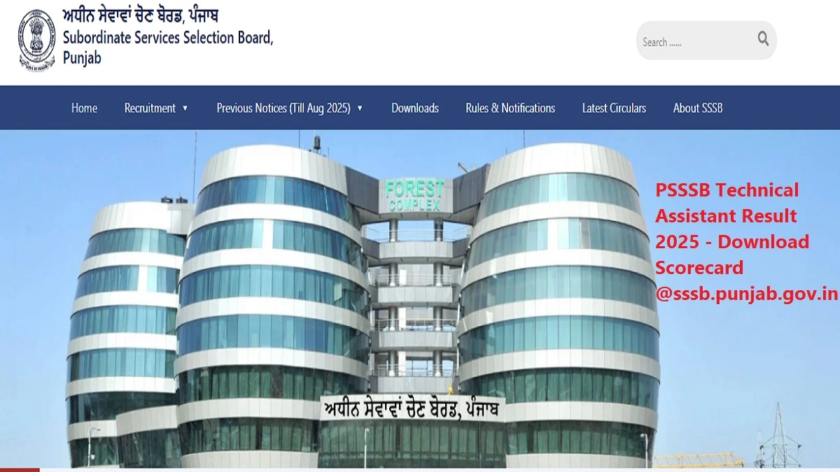 PSSSB Technical Assistant Result 2025 - Download Scorecard