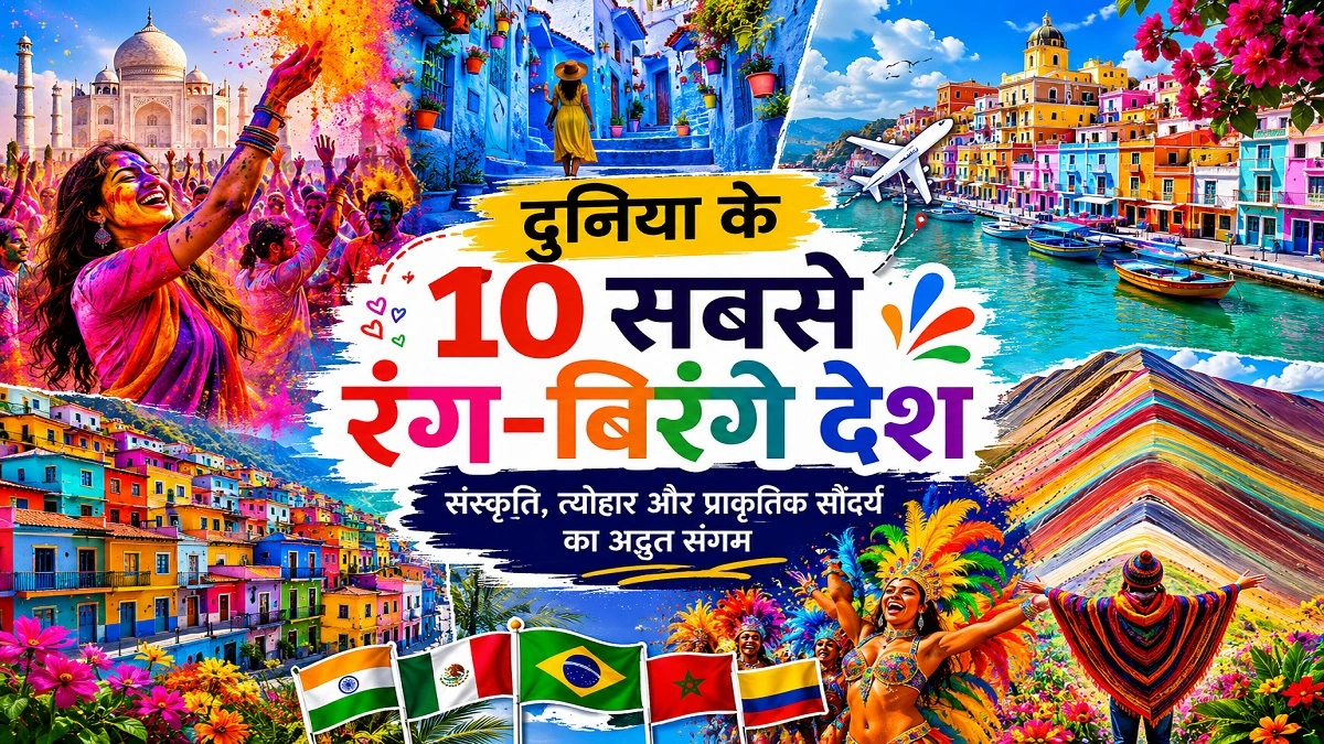 दुनिया के सबसे रंग-बिरंगे देशों का सुंदर दृश्य, भारत, ब्राजील, मेक्सिको और मोरक्को के प्रसिद्ध रंगीन स्थल