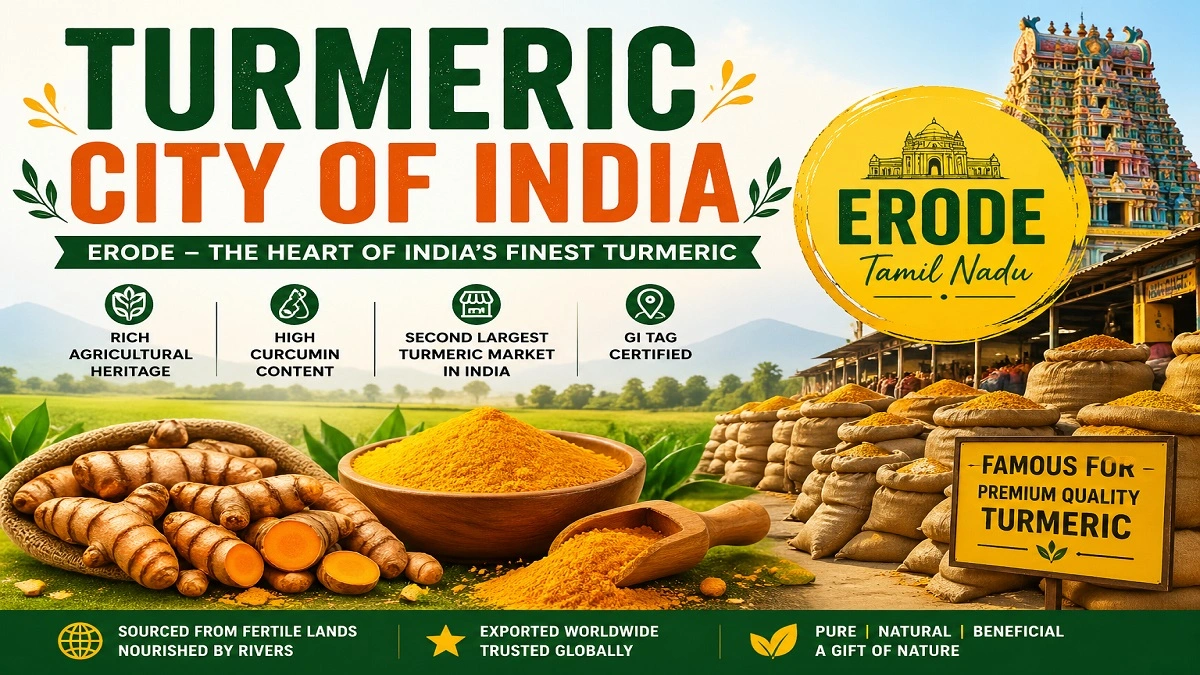 Erode Turmeric City India haldi mandi turmeric farming Tamil Nadu