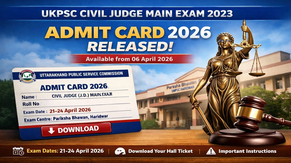 UKPSC Civil Judge Main Exam 2023 Admit Card 2026 Release Date and Download Hall Ticket