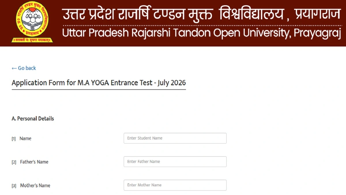 UPRTOU MA Yoga Admission 2026 Apply Online for 2 Year MA Yoga Course