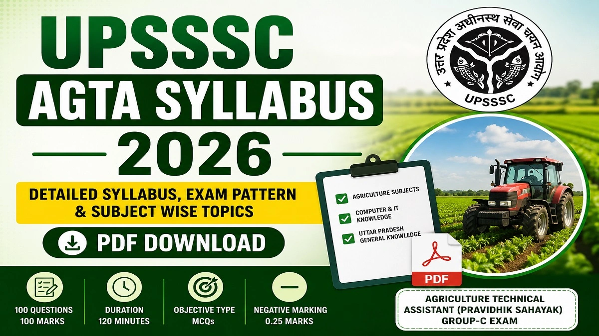 UPSSSC AGTA Syllabus 2026 PDF with Exam Pattern and Subject Wise Topics