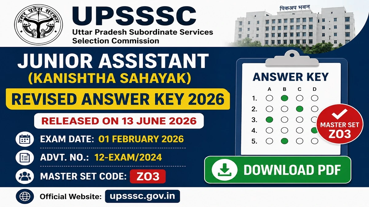 UPSSSC Junior Assistant Revised Answer Key 2026 Master Set ZO3 Download