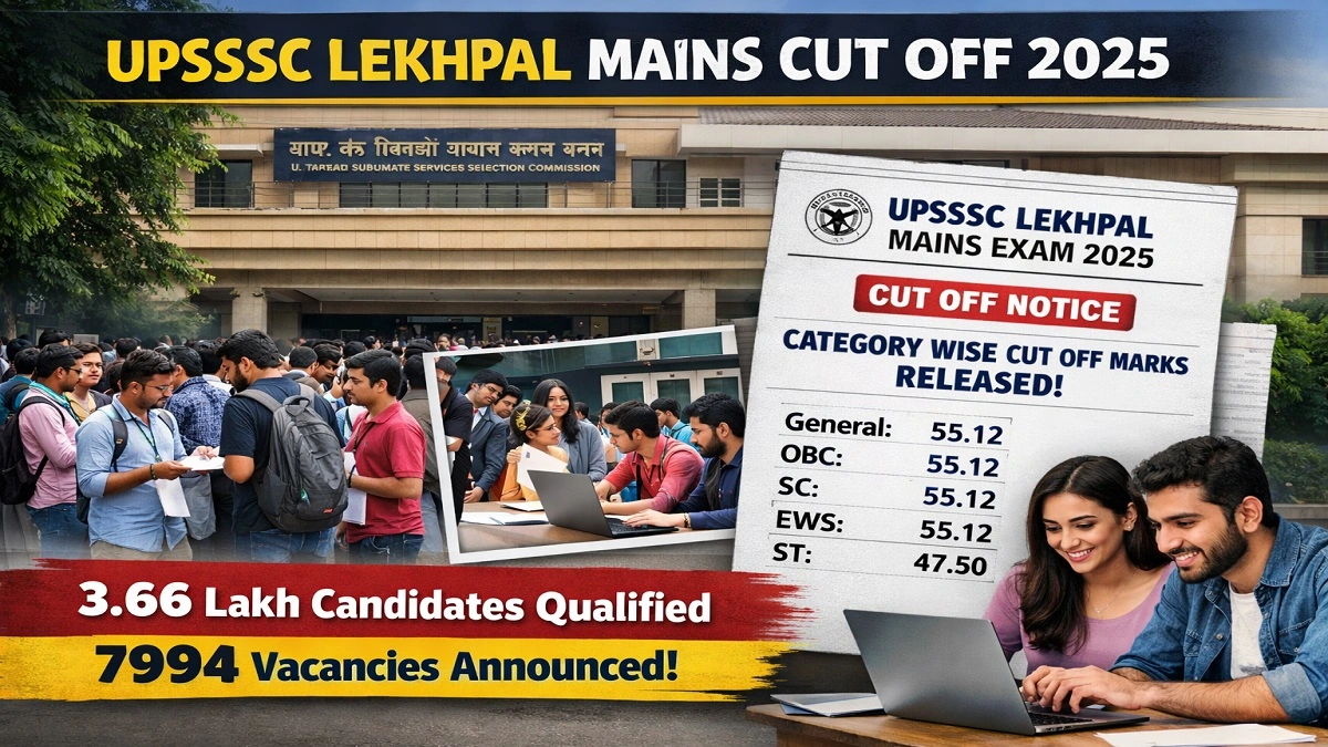 UPSSSC Lekhpal Mains Cut Off 2025 category wise details and 7994 vacancy update