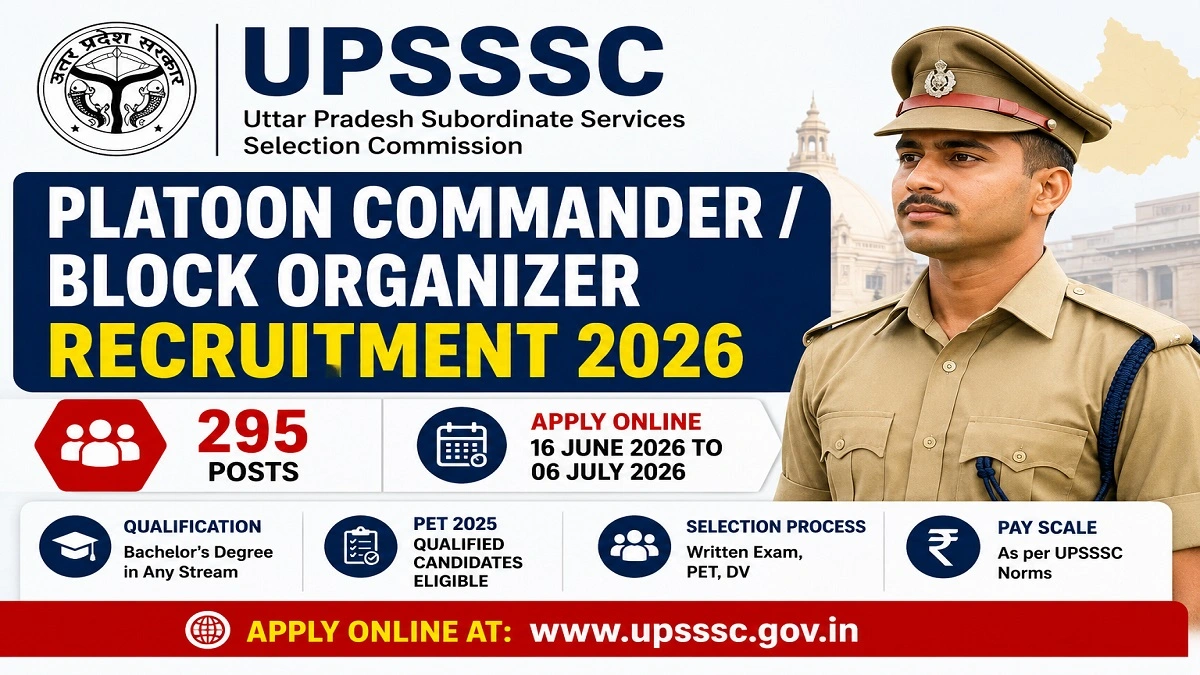 UPSSSC Platoon Commander Block Organizer Recruitment 2026 Online Application for 295 Posts