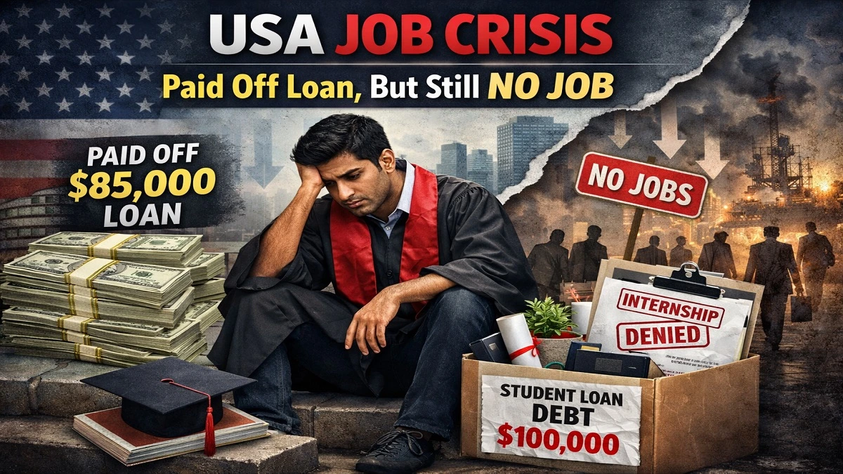 USA Job Crisis 2026: 23 साल के छात्र ने इंटर्नशिप से 85 लाख का लोन चुकाया लेकिन नौकरी नहीं मिली