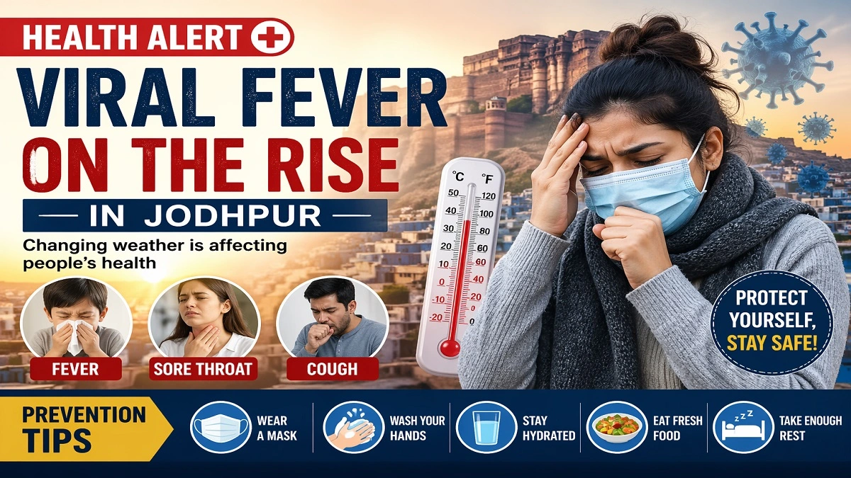 जोधपुर में वायरल बुखार के बढ़ते मामले और मास्क पहने लोग