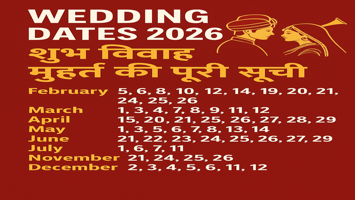 Wedding Dates 2026 – शुभ विवाह मुहूर्त की पूरी सूची