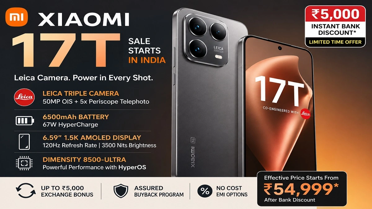 Xiaomi 17T premium smartphone with Leica camera system and 6500mAh battery available in India