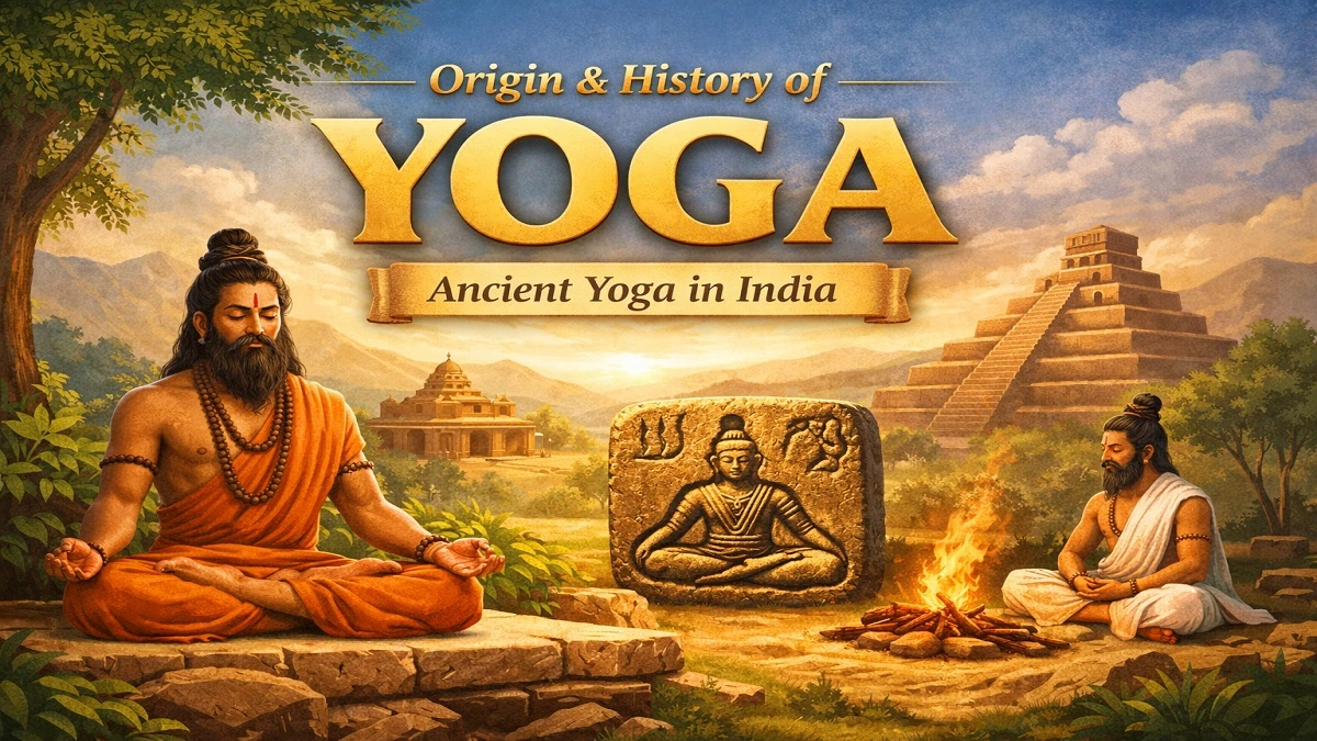 प्राचीन भारत में योग साधना करते हुए ऋषि और ध्यान मुद्रा